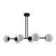 LAMPARA NOOR 6 LUCES NEGRO C/T BLANCA MATE 14"