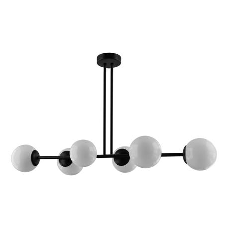 LAMPARA NOOR 6 LUCES NEGRO C/T BLANCA MATE 14"