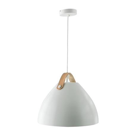 COLGANTE METAL/CUERO RIMBO BLANCO 30CM