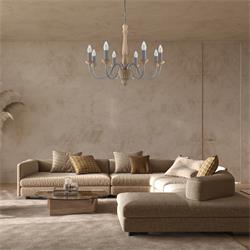 LAMPARA ADELA MADERA 8 LUCES E14 VELA XTRELAMP