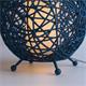 Lámpara de mesa RATTAN Ratán Azul Pantalla Interior Blanca