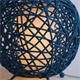 Lámpara de mesa RATTAN Ratán Azul Pantalla Interior Blanca