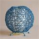 Lámpara de mesa RATTAN Ratán Azul Pantalla Interior Blanca