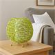 Lámpara de mesa RATTAN Ratán Verde Pantalla Interior Blanca