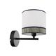Aplique de Pared MIRIAM Rafia Gris Blanco Metal Negro