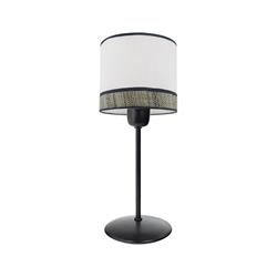 Lámpara de Mesa MIRIAM Rafia Gris Blanco Base Negra