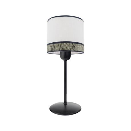 Lámpara de Mesa MIRIAM Rafia Gris Blanco Base Negra