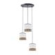 Lámpara de Techo Plafón MIRIAM Rafia Natural Blanco 3 Luces