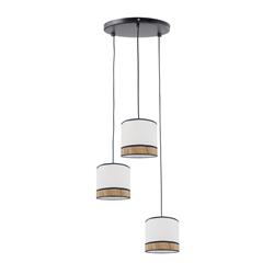 Lámpara de Techo Plafón MIRIAM Rafia Natural Blanco 3 Luces