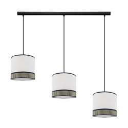 Lámpara de Techo Regleta MIRIAM Rafia Gris Blanco 3 Luces