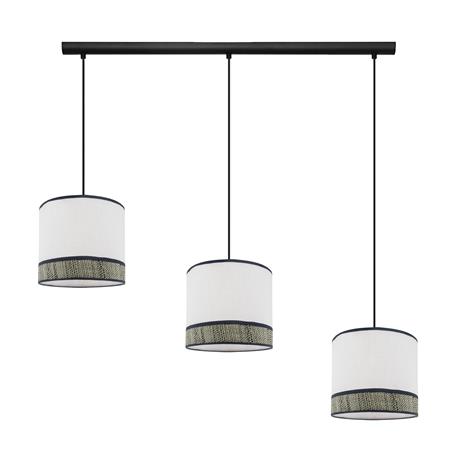 Lámpara de Techo Regleta MIRIAM Rafia Gris Blanco 3 Luces