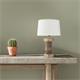Lámpara de Mesa SIGRID Madera Envejecida Pantalla Lino Peq.