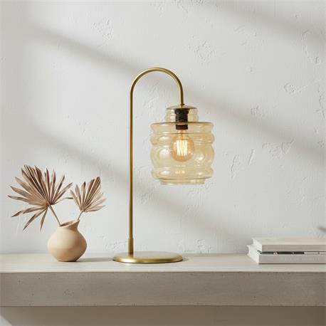 Lámpara de Mesa OTTILIA Metal Oro Cristal Ámbar