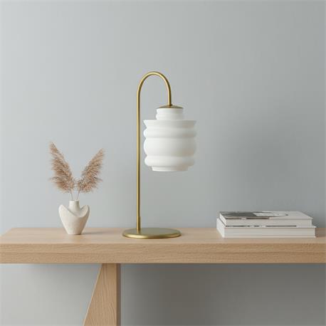 Lámpara de Mesa OTTILIA Metal Oro Cristal Blanco