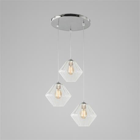 Lámpara Plafón BIRGITTA Cromo Cristal Trans. Canelado 3Luz
