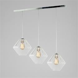 Lámpara Regleta BIRGITTA Cromo Cristal Trans. Canelado 3Luz