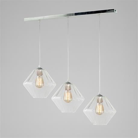 Lámpara Regleta BIRGITTA Cromo Cristal Trans. Canelado 3Luz