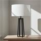 Lámpara de Mesa LEONOR Metal Negro Pantalla Blanca