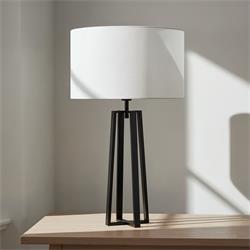 Lámpara de Mesa LEONOR Metal Negro Pantalla Blanca