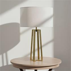 Lámpara de Mesa LEONOR Metal Oro Pantalla Blanca