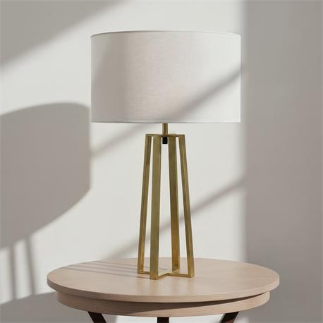 Lámpara de Mesa LEONOR Metal Oro Pantalla Blanca