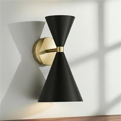 Aplique de Pared XENA Metal Negro Oro 2 Luces G9