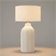 Lámpara de Mesa ELSA Cerámica Blanca Pantalla Lino