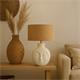 Lámpara de Mesa GEMMA Cerámica Blanca Pantalla Yute