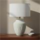 Lámpara de Mesa MELISA Cerámica Blanca Pantalla Lino
