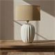 Lámpara de Mesa BEATRIZ Cerámica Blanca Pantalla Yute