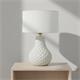 Lámpara de Mesa ALONDRA Cerámica Blanca Pantalla Lino