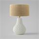 Lámpara de Mesa ALONDRA Cerámica Blanca Pantalla Yute