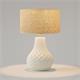 Lámpara de Mesa ALONDRA Cerámica Blanca Pantalla Yute
