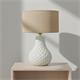 Lámpara de Mesa ALONDRA Cerámica Blanca Pantalla Yute