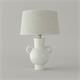 Lámpara de Mesa MENCÍA Cerámica Blanca Pantalla Lino