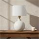 Lámpara de Mesa ELVIRA Cerámica Blanca Pantalla Lino