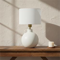 Lámpara de Mesa ELVIRA Cerámica Blanca Pantalla Lino