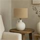 Lámpara de Mesa ELVIRA Cerámica Blanca Pantalla Yute