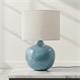 Lámpara de Mesa GIANIRA Cerámica Azul Pantalla Lino Beige