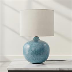 Lámpara de Mesa GIANIRA Cerámica Azul Pantalla Lino Beige