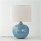 Lámpara de Mesa GIANIRA Cerámica Azul Pantalla Lino Beige