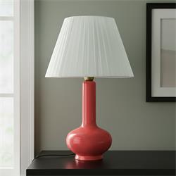 Lámpara de Mesa BELL II Cerámica Roja Pantalla Plisada