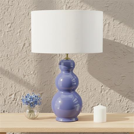 Lámpara de Mesa ISABELLA Cerámica Azul Pantalla Blanca