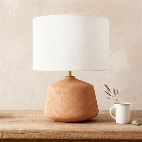 Lámpara de Mesa ANE Cerámica Terracota Pantalla Blanca