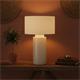 Lámpara de Mesa ALBERT Cerámica Beige Pantalla Blanca