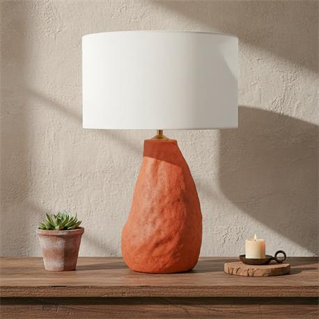 Lámpara de Mesa KEPA Cerámica Terracota Pantalla Blanca