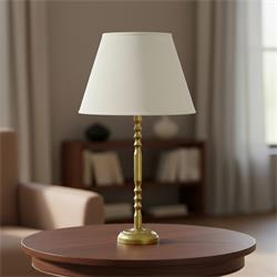 Lámpara de Mesa SONIA Med. Metal Oro Pantalla Cónica Blanca