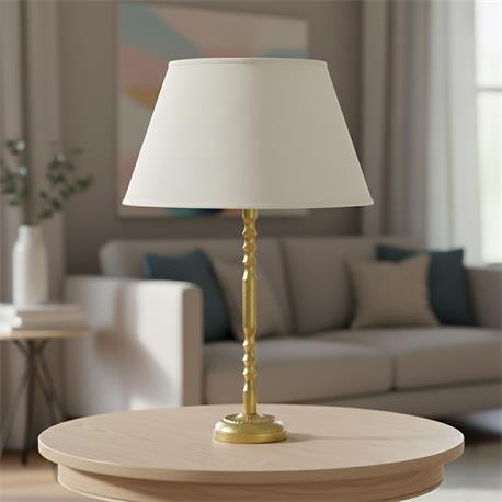 Lámpara de Mesa SONIA Med. Metal Oro Pantalla Oval Blanca