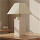 Lámpara de Mesa ALBA Cerámica Gris Pantalla Beige
