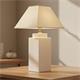 Lámpara de Mesa ALBA Cerámica Gris Pantalla Beige